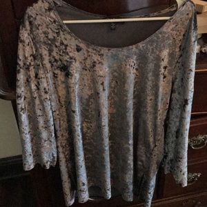 Metallic grey crushed velvet tunic